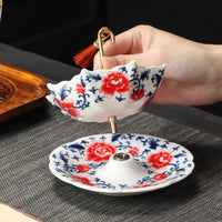 Traditional Chinese Design Ceramic Umbrella Tea Strainer Hand Painted Pattern Umbrella Tea Strainer