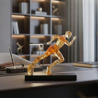 Runner Figurine Translucent Human Figurine Art Sculpture Amber-Gold Table Decor Modern for Runners, Office Desk, Bookshelf