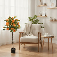 Artificial Rose Tree Decorative Artificial Rose Topiary Tree Compact for Entryway