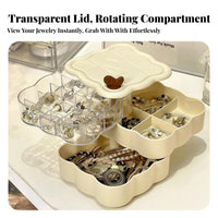 Rotating Layers Duck-Shaped Organizer Multi-Tier Storage Jewelry Box Compartmentalized Trays Reachory Holder Cute Character Design for Women, Teenagers, Bridesmaids, Dressing Table, Dresser Top, Dorm Room, Daily Use
