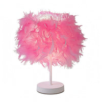 Feather Table Lamp Corded Feather Bedside Lamp Round Base Housing Lighting for Tabletop
