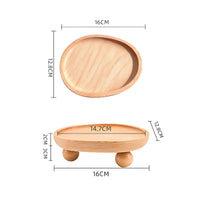 Minimalist Oval Wood Tray Compact Wood Tray with Curved Rim Sturdy Modern for Bedside Table