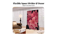 Wabi-Sabi Aesthetic Freestanding Partition Panel Modern Design Lily Painting Screen Statement Piece Room Divider Decorative Pattern for Interior Designers, Homeowners, Office Workers, Bedroom, Teleconferencing Conferencing