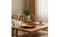 Bamboo Woven Basket Tray Handmade Bamboo Tray with Handle Rustic for Hosts