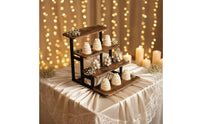 4 Tier Display Stand Rustic Cupcake Stand with Wooden Shelves Space Saving Wood Display Riser for Party Hosts, Weddings