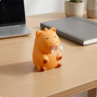 Orange-Yellow Bubble-Blowing Capybara Toy Soft Rubber Capybara Fidget Toy Small Sensory Product Rounded