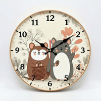 Silent Wall Clock Non-Ticking Wooden Wall Clock Decorative Quiet for Children, Nursery, Bedroom