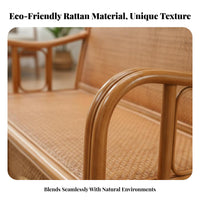 3-Seater Rattan Sofa Materials Wicker Couch Versatile Vintage Woven Daybed for Homeowners, Office Managers, Lounge Area, Bedroom, Entryway