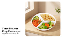 Porcelain Finish 3-Compartment Plate Glossy Surface Round Divided Plate Low Dividers