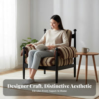 French Vintage design Highrear Wooden Armchair Removable Cover Upholstered Armchair easy-clean seat pad Accent Chair mid-centuryera Design for Homeowners, Adults, Renters, Living Room, perusing corner, Bedroom, Apartment