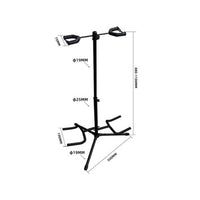 Stable Tripod Base Double Guitar Floor Stand Foldable Design Double Guitar Stand Adjustable Height Musical Instrument Accessory Padded Yokes for Guitarists, Musicians, Home Studio, Practice Room, Stage