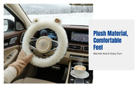 Plush Steering Wheel Cover, Winter Warmth, Anti-Slip, Cartoon Creature Design, Universal Fit, Car Interior Decor