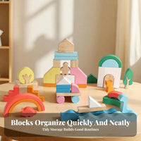 Wooden Block Puzzle Toy Storage Tray Shape-Recognition Block Puzzle Wooden Shape Sorter Hand-Eye Coordination