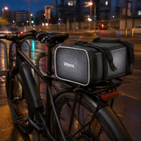 Electric Bicycle Rear Seat Bag with Rain Cover and Charger Storage, Universal Bike Pannier Tail Bag