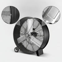 Portable Drum Fan with Wheels Wheeled Industrial Drum Fan with Wheels Heavy Duty for Garage