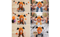 Pumpkin Hat with Wings Spooky Halloween Soft Headwear Jack-O'-Lantern Head Cover Comfortable Pumpkin Head Mask Oversized