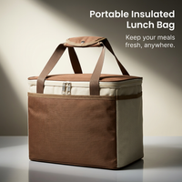 Insulated Lunch Box Tote Bag, Cooling Tote for Women Men, Thermal Bag, Meal Bag, Portable Food Container, Grey Small