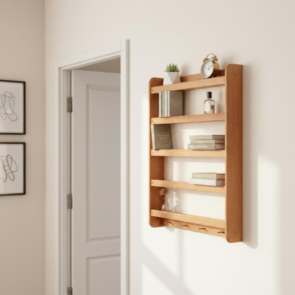 Multi-Tier Wooden Organizer Easy Reach Multi-Level Wall Organizer for Students