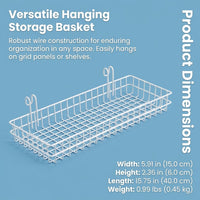 Hanging Basket for Kitchen Storage and Pantry Organisers, Metal Wire with Dense Mesh Design, Wall with Hook Mounting for Grid Panels