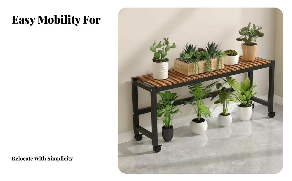 Multitier Design Tiered Rolling plant display rack With casters Tiered Rolling Plant Stand Floor-Standing Storage areaSaving for Gardeners, Apartment Dwellers, homeowners, Balcony, Living Room, Indoor, Corner