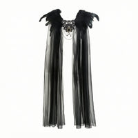 Feather Cape with Lace Collar Translucent Lace Collar Cape Draping