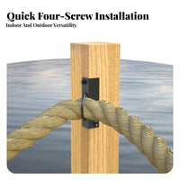 4 Pieces 90 Degree Rope Support Rust Resistant Corner Rope Brackets Finish Drop Loop Brackets for Dock, Garden, Stairs