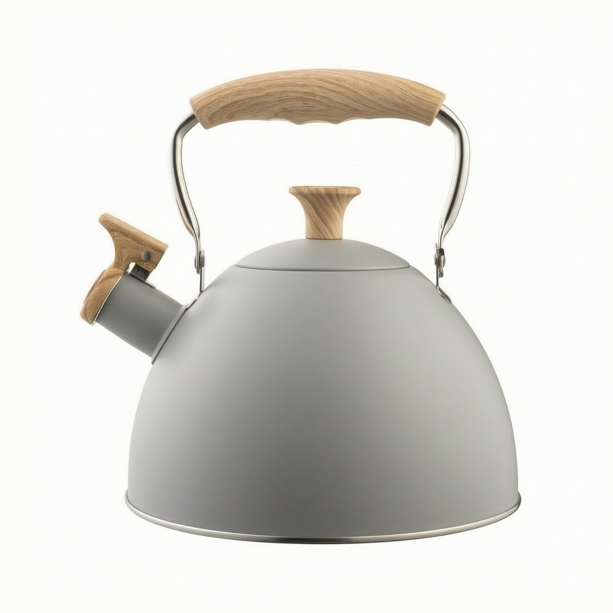 Induction Compatible Whistling Tea Kettle Matte Whistling Kettle Wood Grain Cookware Sleek for Gas Cooktop, Kitchen