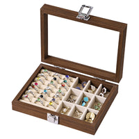 Walnut Jewelry Storage Box, Small Portable Case for Rings, Necklaces, and Earrings