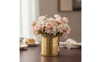 Decorative Metal Canister Courtly Ornate Metal Canister Elegant Brass-Toned Container for Dresser, Console Table