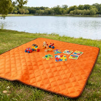 Picnic Blanket and Play Mat for Kids, Extra Large Waterproof Camping and Outdoor Mat, Cartoon Animals and Tents Design, 300x200cm Beach Blanket