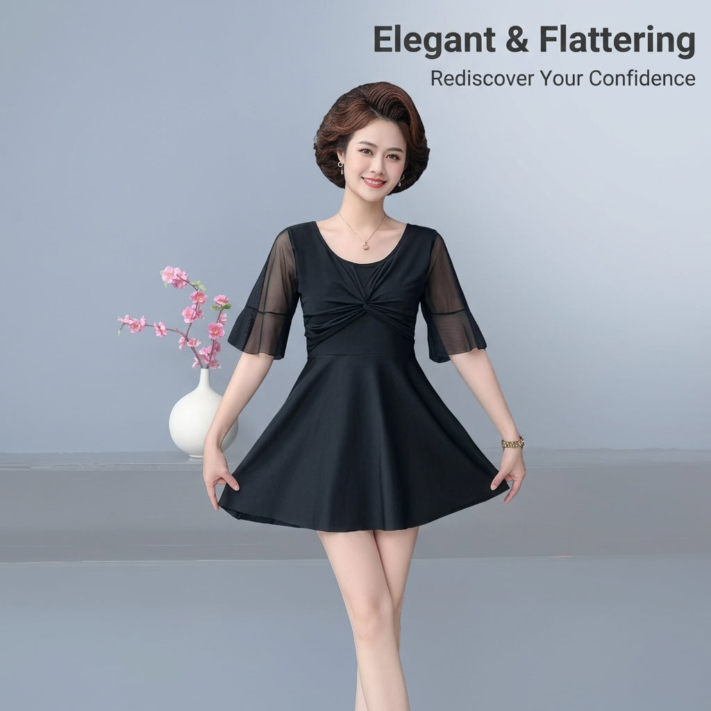 Swimsuits for Women with Modest Swim Dress Design for Water Sports, Control Swimming Costume for Older Ladies and Moms