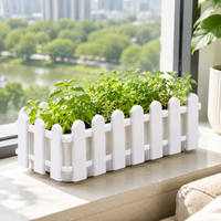 Rectangular Plastic Planter, Large Deep Type, For Balcony Gardening, Home Gardening, Purple, Resin, Fence-Style Design