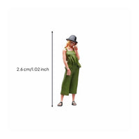 1:64 Scale Woman Figurine Workmanship Capped Girl Miniature Versatile Scene Decoration Resin Diorama Person for Hobbyists, Collectors