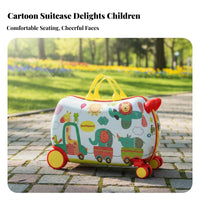 Multi-Functional Kids Rideable Luggage Wheels Kids Sit-and-Roll Suitcase Long-Lasting Hard Shell for Toddlers, Airport, Boarding, Vacation