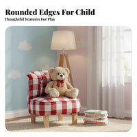 Cute Design Button-Tufted Mini Sofa Soft and Skingentle kids' Furniture Supportive Foam Toddler Couch Rolled Arms for Toddlers, Preschoolers, Bedroom, Kindergarten, Playroom, Watching TV