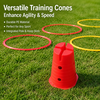8 Pack Steppable Cones, Football Cones for Agility Training, Mini Flat Top PE Sports Cones, High Visibility Cones for Garden Agility Courses