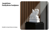 2 Pieces White Marble Elephant Statue Securing Symbol Feng Shui Elephant Pair Traditional Design House Decoration for Housewarming, Tabletop Display