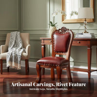 With Backrest Padded Accent Stool Carved carvings Upholstered Vanity Stool Vintage design Indoor Seating Multi-Functional for Interior Decorators, Homeowners, Makeup aficionados, Living Room, Entryway, Bedroom, Hallway