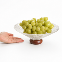 Luxury Clear Glass Fruit Bowl, Footed Serving Bowls for Dinner Parties, Decorative Glass Bowl for Kitchen Counter