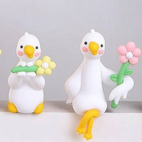 4 Pieces Duck Figurine Adorable Duck Ornament Mini Desk Decor for Office, Car Dashboard