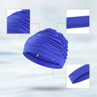 Ruched Pleated Swim Cap Stretchable Material Swim Cap Stretchy Swimming Hat Easy to Wear for Hot Springs