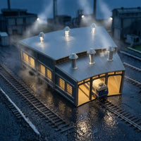 Miniature Roundhouse Model Industrial Turntable Model Detailed Train Garage Kit Lifelike for Hobbyists, Collectors