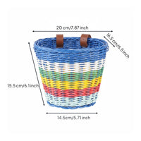 Storage Kids Bike Basket Set Colorful Wicker Bike Basket Long-Lasting Large Capacity