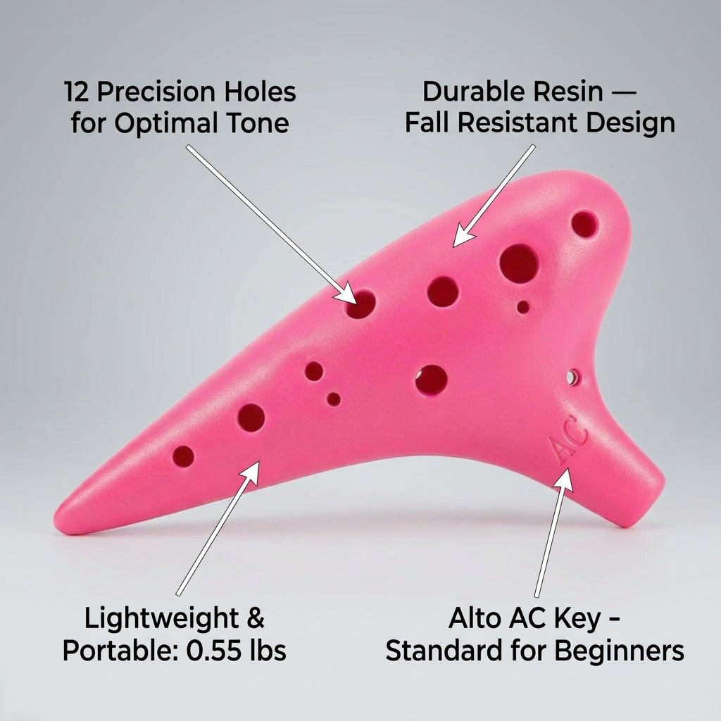 12 Hole Ocarina Alto Musical Instrument, Easy to & Adults, Resin Ocarina Beginner Musical Instrument, Musical Instrument Gift for Musician