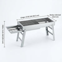 Foldable Charcoal Grill, Portable Charcoal Grill for 3-7 People, Camping & Picnic, Painted Iron, Silver 2.8kg