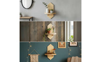 Wall-Mounted Shelf with Carved Backboard Light Wood Wooden Wall Shelf Minimalist Display Shelves for Living Room, Bedroom, Entryway