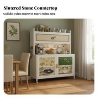 Multipurpose Design Freestanding baker's Rack with Cabinet utilitarian design Multi-Tier baker's Rack Sturdy Frame Kitchen Organizer Raised Guardrail for Home Cooks, Homeowners, Families, Dining Room, Pantry, Cviewee Station