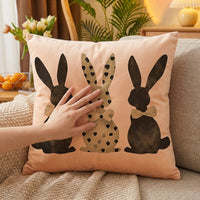 Easter Bunny Pillow Cover Peach Skin Material Easter Bunny Pillowcase Machine Washable Cartoon Bunny Throw Pillow Case for Homeowners, Parents