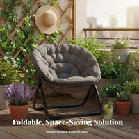 Foldable Design Tufted Moon Chair Space-Saving Folding Padded Chair Comfortable Padding Portable Seating Oversized Comfort for Students, Young Adults, Gamers, Dorm Room, Balcony, Reading Nook, Small Areas