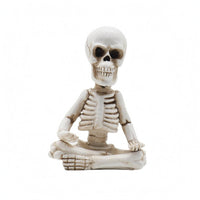 Weathered Finish Skeleton Figurine Seated Resin Skeleton Compact Skull Figurine Tabletop